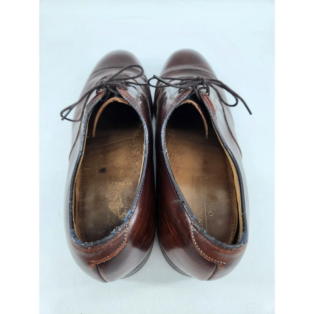 Johnston & Murphy Optima Oxford Mens 9 D Brown Leather Cap Toe Dress Shoes
